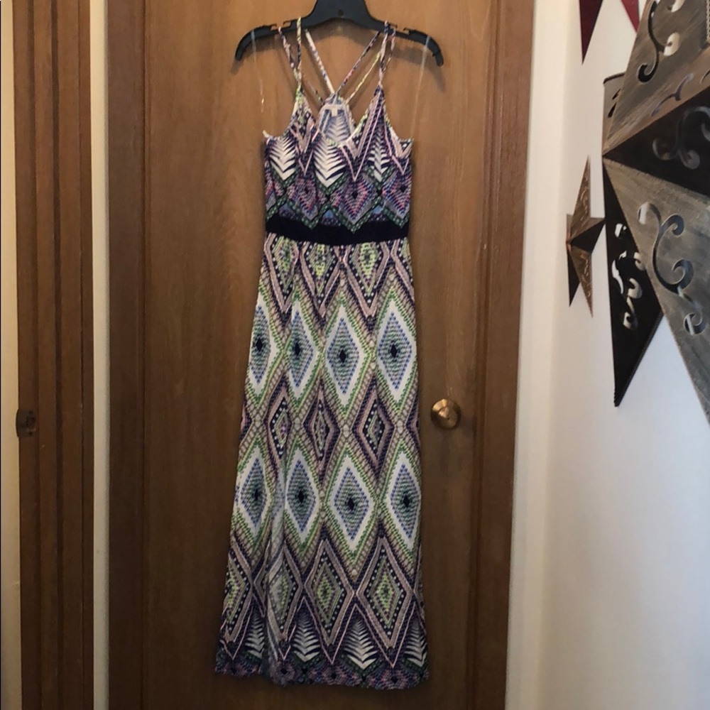 Bold geometric print maxi dress